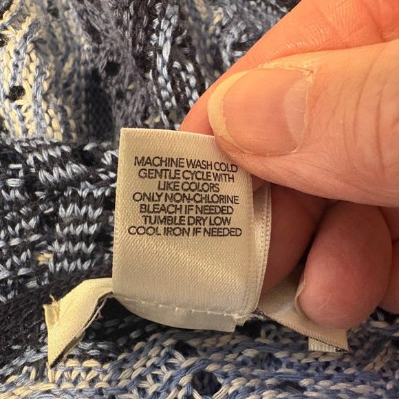 Open-Front Cardigan Sweater 2X CJ Banks Blue Navy Lightweight Open Weave - Picture 8 of 8